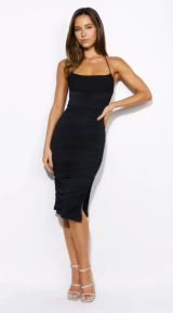 Hello Molly All Mesh Midi Dress Black Size 8 Halter Neck Bodycon NWT Photo 0