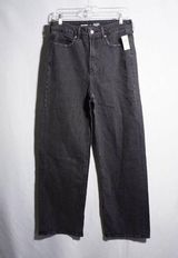 NWT Old Navy Jeans Womens 8 Black Denim Sky Hi Wide Leg Extra High Rise Retro Photo 0