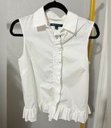 Brooks Brothers  cotton ruffle button down sleeveless blouse Photo 0