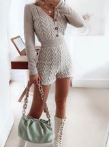 ZARA Beige Marled Cable Knit Short Jumpsuit Romper Photo 0