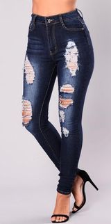 Distressed Jeans Blue Size 2 Photo 0