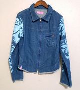 Rip Curl Girl M/L Beach Front Zip Jeans Jacket Aloha Sleeves Photo 0