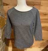 Loft gray‎ sweatshirt with rhinestone detail size small Photo 0