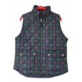 J Crew Puffer Vest Size Medium Blue And Green Plaid Preppy Academia Photo 0
