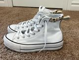 Converse White High-Top Sneakers with Black Accents Photo 0