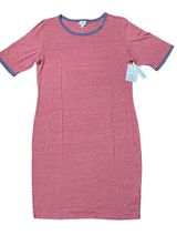 LuLaRoe 2XL JULIA DRESS • RED W/BLUE TRIM • FORM-FITTING • HIGH NECKLINE • BNWT Photo 0
