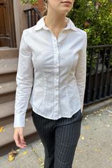 Brandy melville long sleeve stripe business white formal top shirt Photo 0