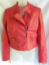 TJ Maxx Red Faux Leather Jacket Photo 0