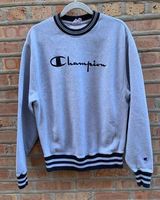 Vintage 90's Reverse Weave Ringer Sweatshirt Crewneck Spellout Gray Medium M Photo 0