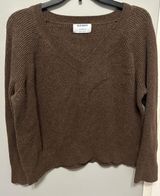 Brown V Neck Sweater Photo 0