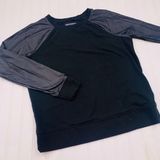 Victoria Sport Black Faux Leather Sleeve Crewneck Sweatshirt Size S Pullover Photo 0