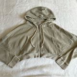 BDG Urban Outfitters Green Waffle Knit Zip Up Sweatshirt Size Small Photo 0