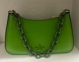 Kate Spade Green Leather Purse Chain Link Handle Photo 0