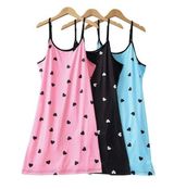 3 Piece Heart Printed Pajama Sleep Dress in Pink/Black/Blue, Size 3XL Photo 0