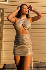 Gold Mini Dress Size XS Photo 0
