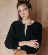 NWT Sezane "Leon" Sz S Mohair Knit Top in Black Photo 0