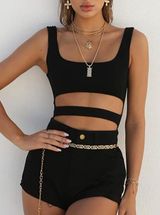 Black Cut Out Bodysuit Photo 0