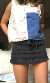 Holding Horses Blue and White Patterned Jean Tank Photo 0