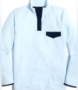 NEW J. Crew Quilted Blue Snap Front Pullover Long Sleeve Polo Medium BJ131 Photo 0