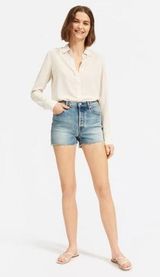 Everlane  Medium Wash Blue Denim Cheeky Cut-Off Jean Shorts Women's Size 25 Photo 0