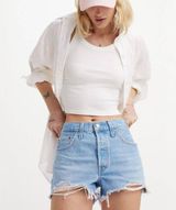 Levis 501 Shorts Luxor Heat Distressed Cutout Button Fly Rigid Women Size 29 Photo 0