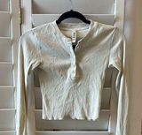 Cream Long Sleeve Henley Top Photo 0
