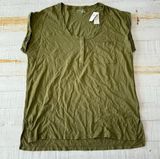 Aerie Oversized Henley Tee NWT size Small Olive Green Short Sleeves Snap Front Photo 0