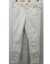 Pilcro and The Letterpress Fit Embroidered Raw Hem Jeans Women's Size 29 Photo 0