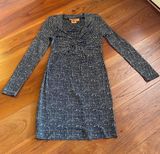 Tory Burch Black & White Speckled Knot Silk Dress Photo 0