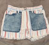 American Early Color Block Jean Shorts Photo 0