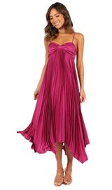 Petal & Pup - NWT Vikki Fuchsia Pleated Midi Dress Sz 6 Photo 0