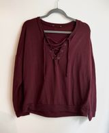 Burgundy Lace Up Sweater Red Size L Photo 0
