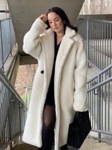 White Faux Fur Teddy Coat Photo 0