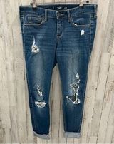 Hollister Distressed Cuffed Skinny Cropped Jeans Mid Rise Photo 0