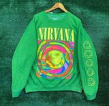 Urban Outfitters Nirvana Smiley Face Overdyed crewneck sweater size s/m Photo 0