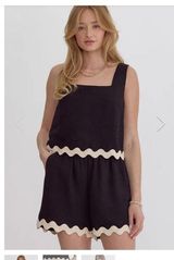 Entro Black Shorts Set With Ric Rac Trim Sz M Photo 0