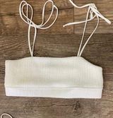 White Ribbed Strappy Bikini Top Photo 0