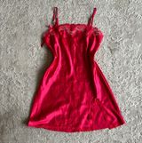 Y2k Victoria’s secret angels satin red lace trim slip chemise dress Photo 0