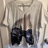 Horse T Shirt V Neck Landscape Graphic Tee Womens Animal Print Top Size M Photo 0