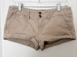 Vintage Y2K American Eagle Micro Mini Khaki Shorts Size 2 90s Low Rise Festival Photo 0