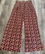 Flying Tomato Rust Leaf Palazzo Printed Pants Red High Rise Wide Leg Womens L Photo 0