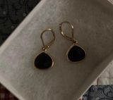Macy's Black And Gold Dangly Teardrop Earrings Photo 0
