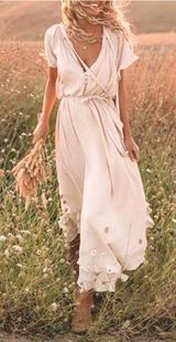 Cream Boho Dress Tan Photo 0