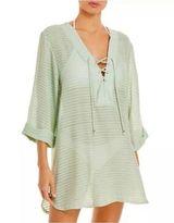 J. Valdi Lace up Cover up Mini Dress in Sage M Green Size M Photo 0