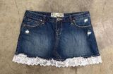 Vintage y2k lace trim denim jean mini skirt Photo 0