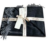 NWT Italian Woollen Treasures Luxury WOOL Cashmere Soft Scarf Fringe Gray Photo 0