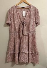 Simplee Plus Printed Knot Front Ruffle Hem Mini Dress Size 4XL NEW WITH TAGS Photo 0