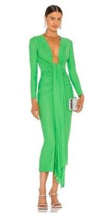 Solace LondonThe Lorena Midi Dress in Bright Green Photo 0