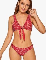 Zaful Red Floral Bikini Set Photo 0