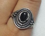 Natural Black  Sterling Silver Gemstone Ring No Stamp Ring size - 8 Photo 0